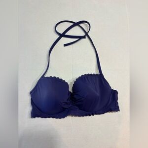 Victoria’s Secret bikini top, blue purple used, 36C with underwire, strappy tie